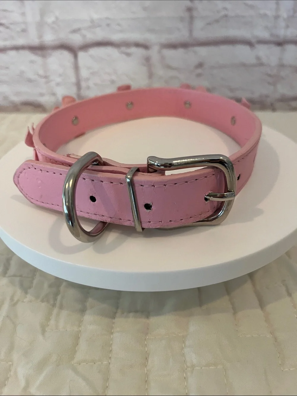 Pink Floral Rhinestone Pet Collar